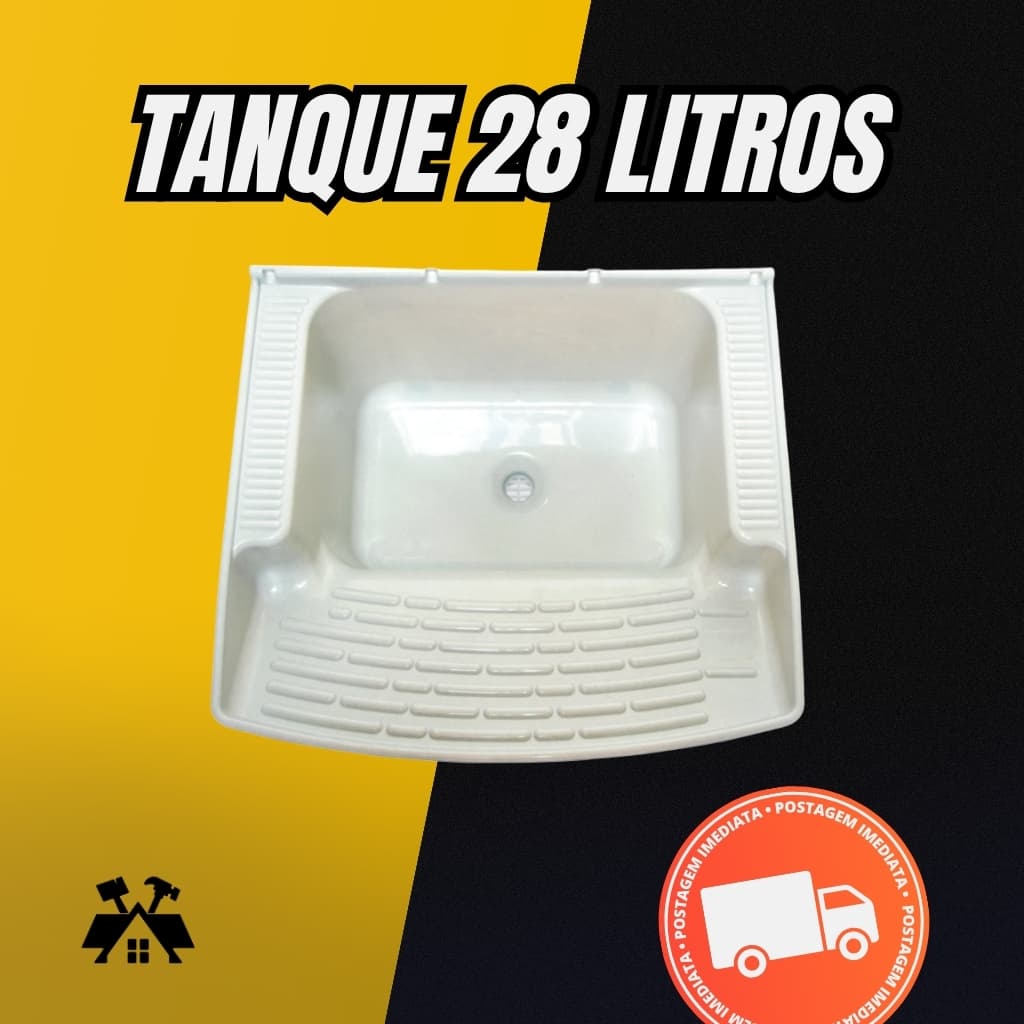 Tanque Plástico De Lavar Roupas 28 Litros Para Lavanderia Preto Brasipla Com Válvula Acoplada