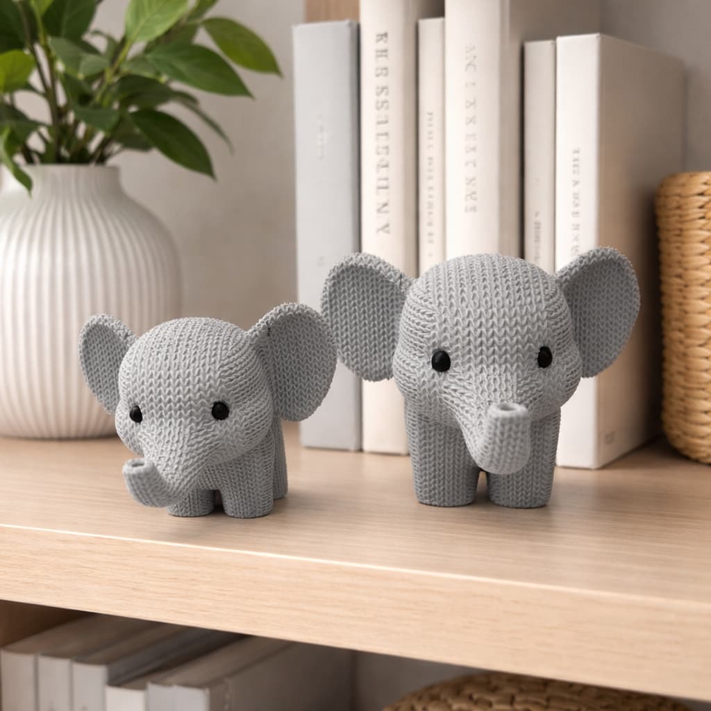 Elefante Decorativo com Efeito Crochê | Decoração Moderna e Delicada