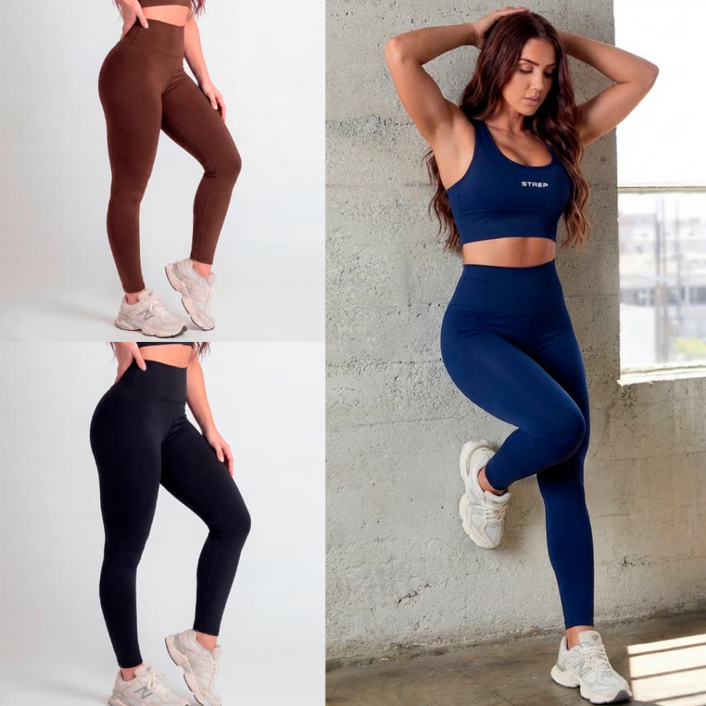 Kit 3 Calça Legging Feminina Cintura Alta Grossa Suplex Zero Transparência Academia Fitness