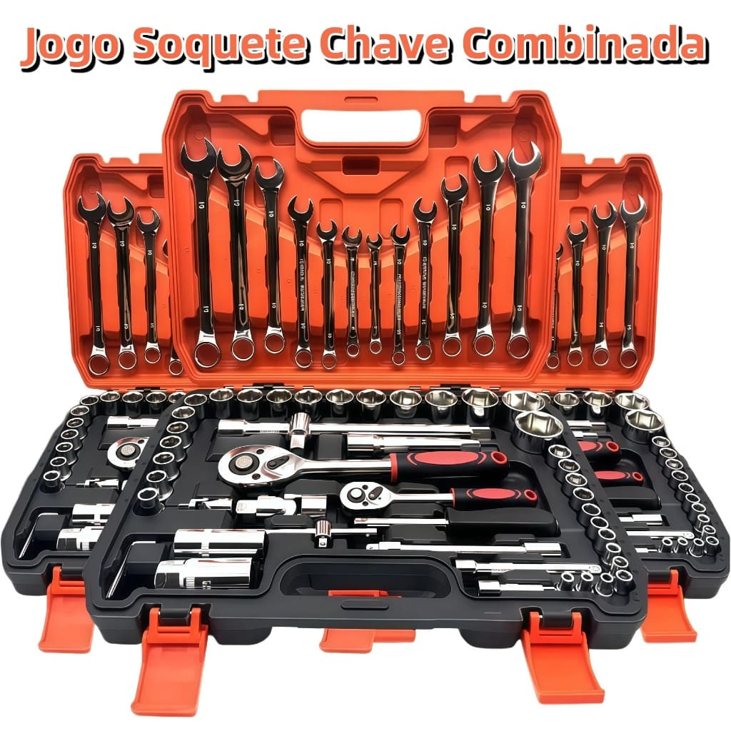 Kit Ferramenta Jogo Soquete Chave Combinada Catraca 61 Pcs