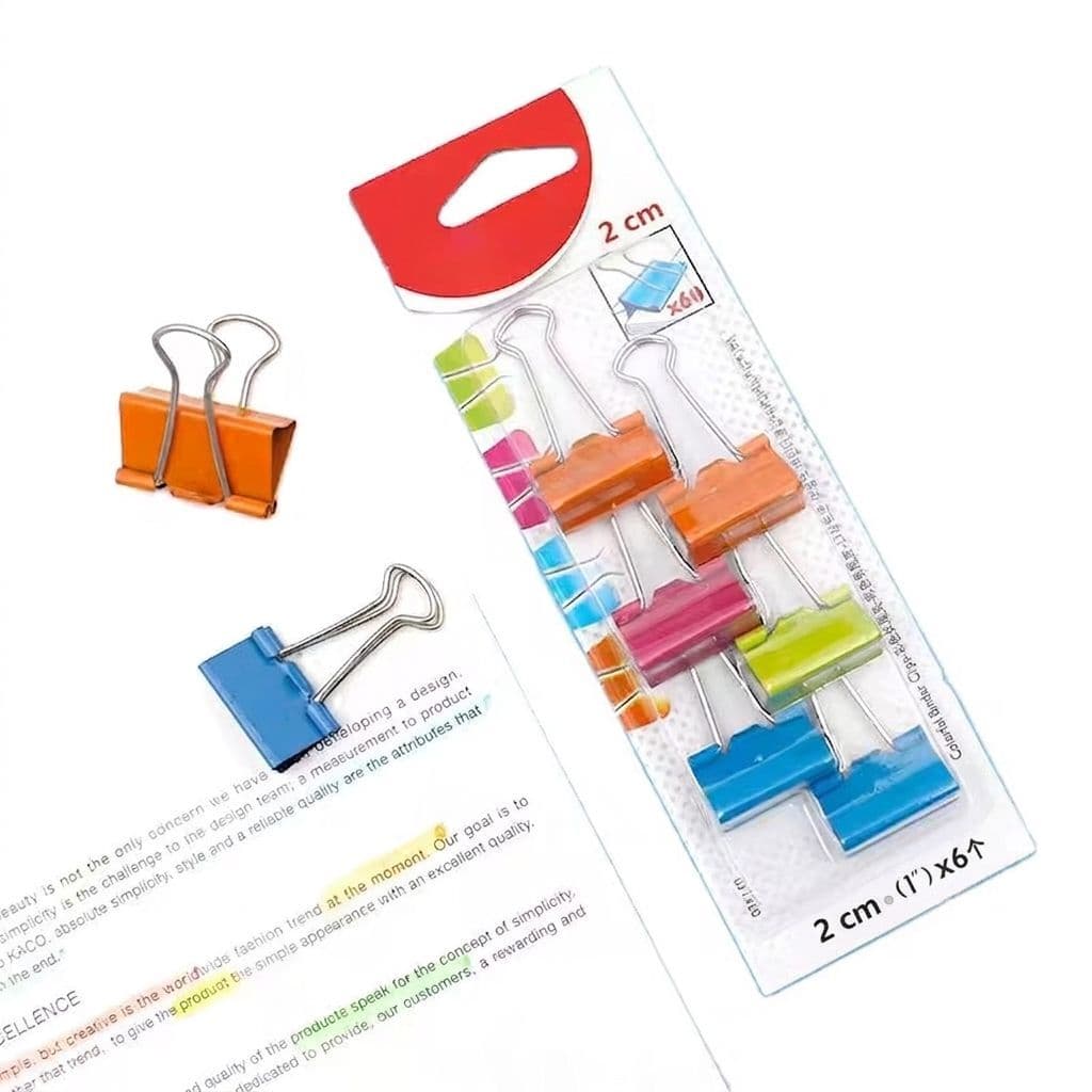 Clips Prendedor Papel Grampo Binder 2cm 12un Colorido