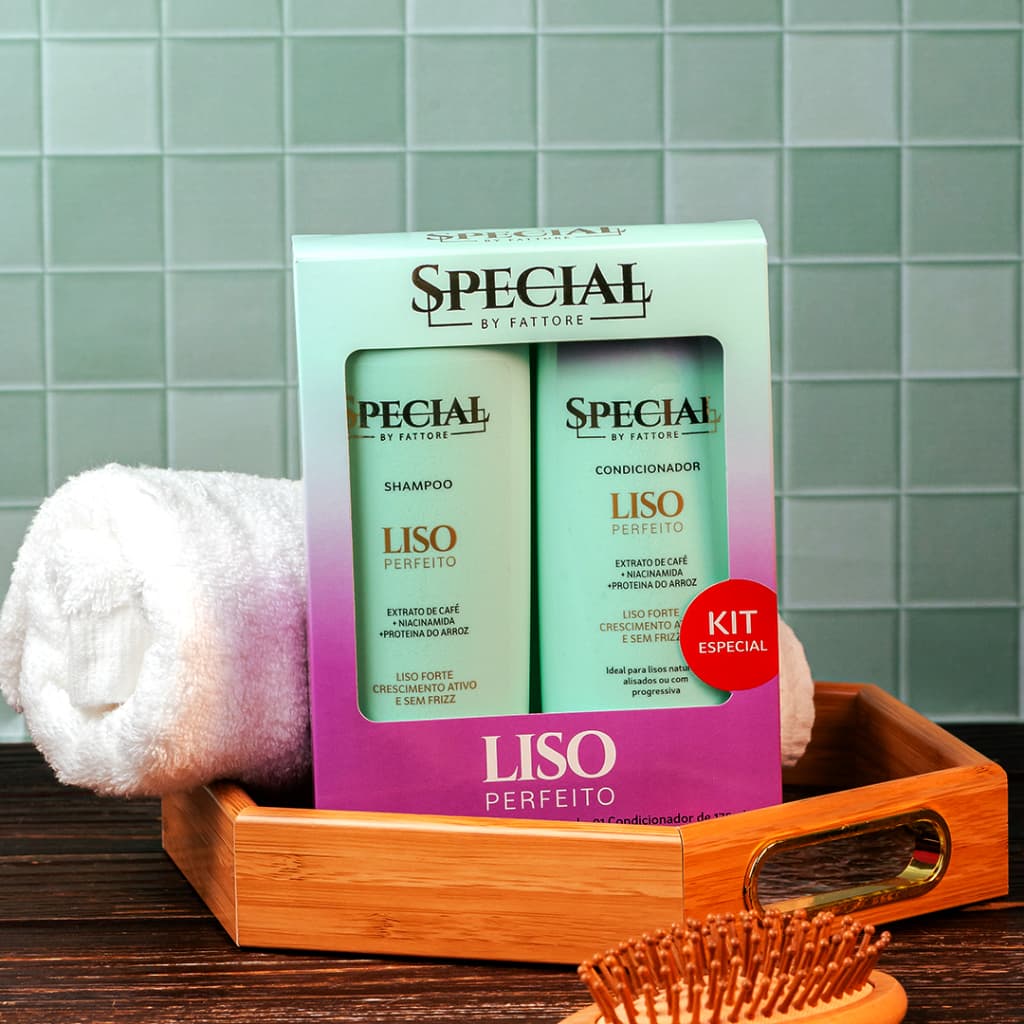 Kit Shampoo + Condicionador Fattore Liso Sem Frizz Crescimento e Alinhamento dos Fios