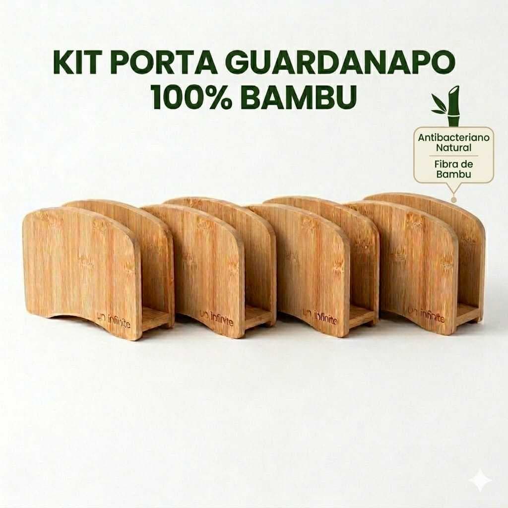 Kit Porta Guardanapo De Bambu Premium 100% Natural