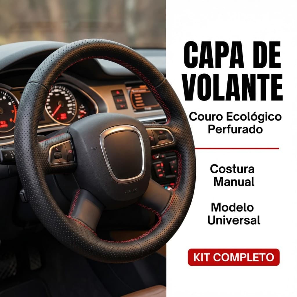 Capa P/ Volante Universal Couro Ecológico Costurado Atacado