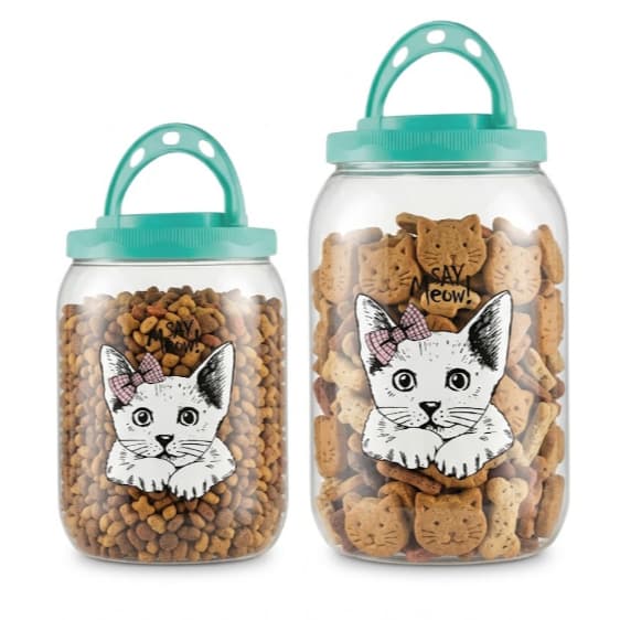 Kit 2 Potes Baby Cat Para Ração / Biscoito Pet