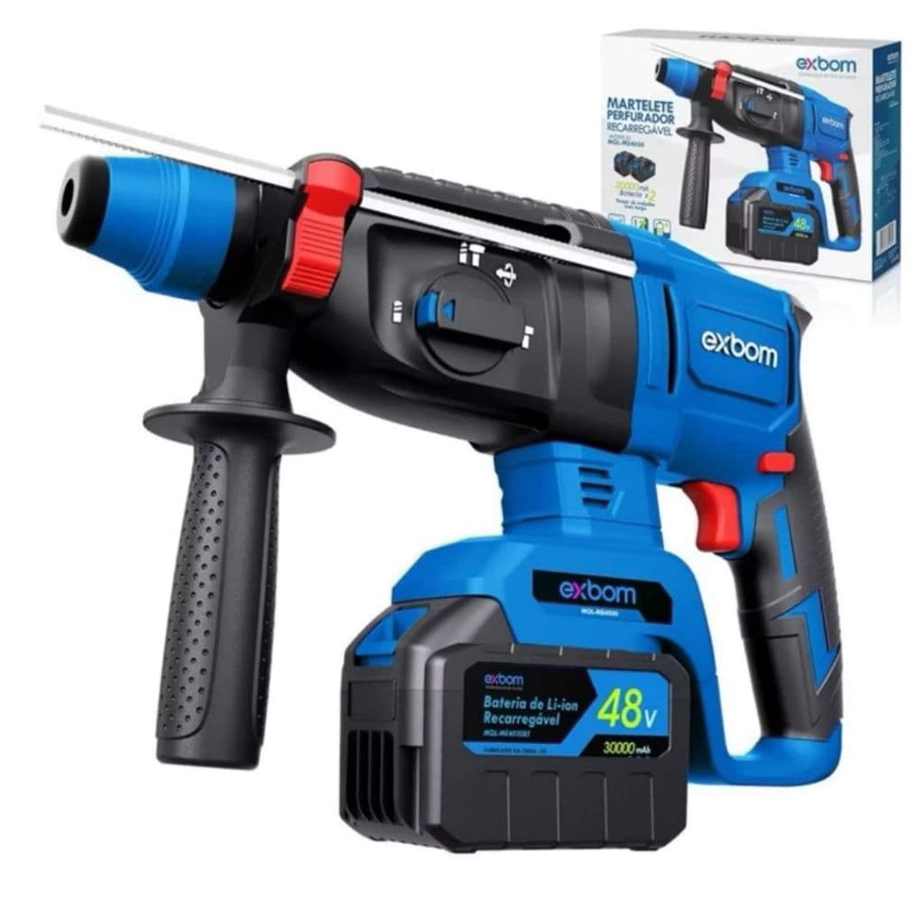 Martelete Rompedor Perfurador Sds Brushless 20.000mah 4 Em 1 Azul 48v Devilprex