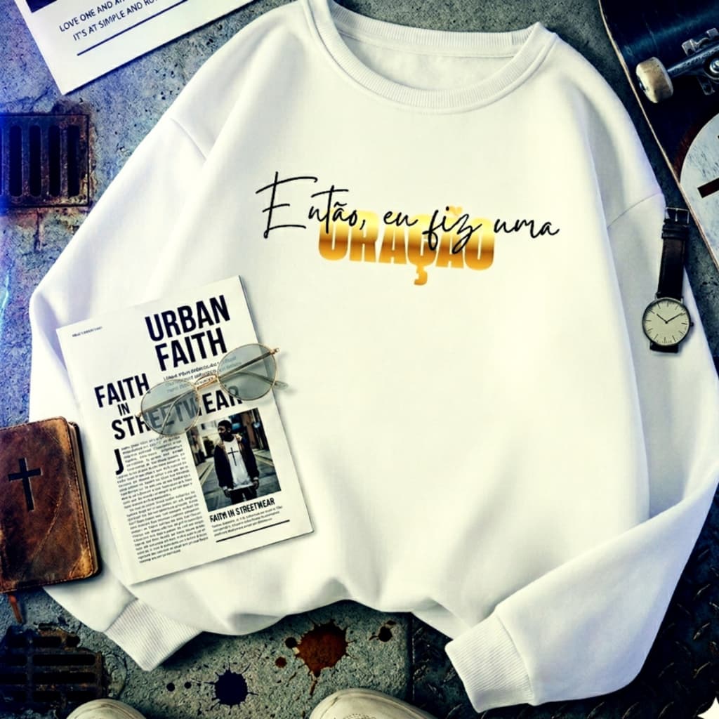 Casaco de Inverno Roupa Crist茫 Gospel Moletom gola redonda branco Moletom Masculino Moletom Feminino Blusa de Frio