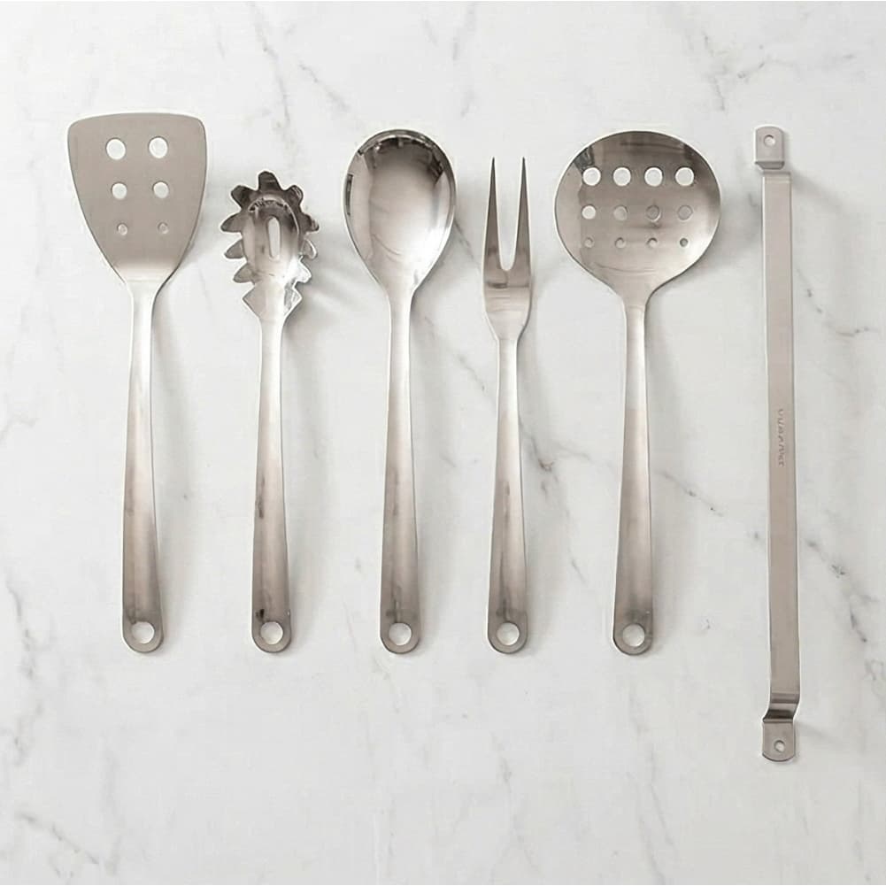 Conjunto de Utensílios em aço inox com 1 Suporte 6 Peças Premium