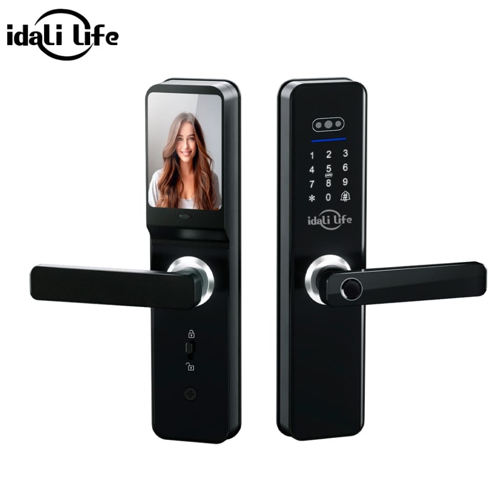 Fechadura Digital Inteligente com Câmera Biométrica Impressão Cartão Senha Desbloqueio IDALI LIFE