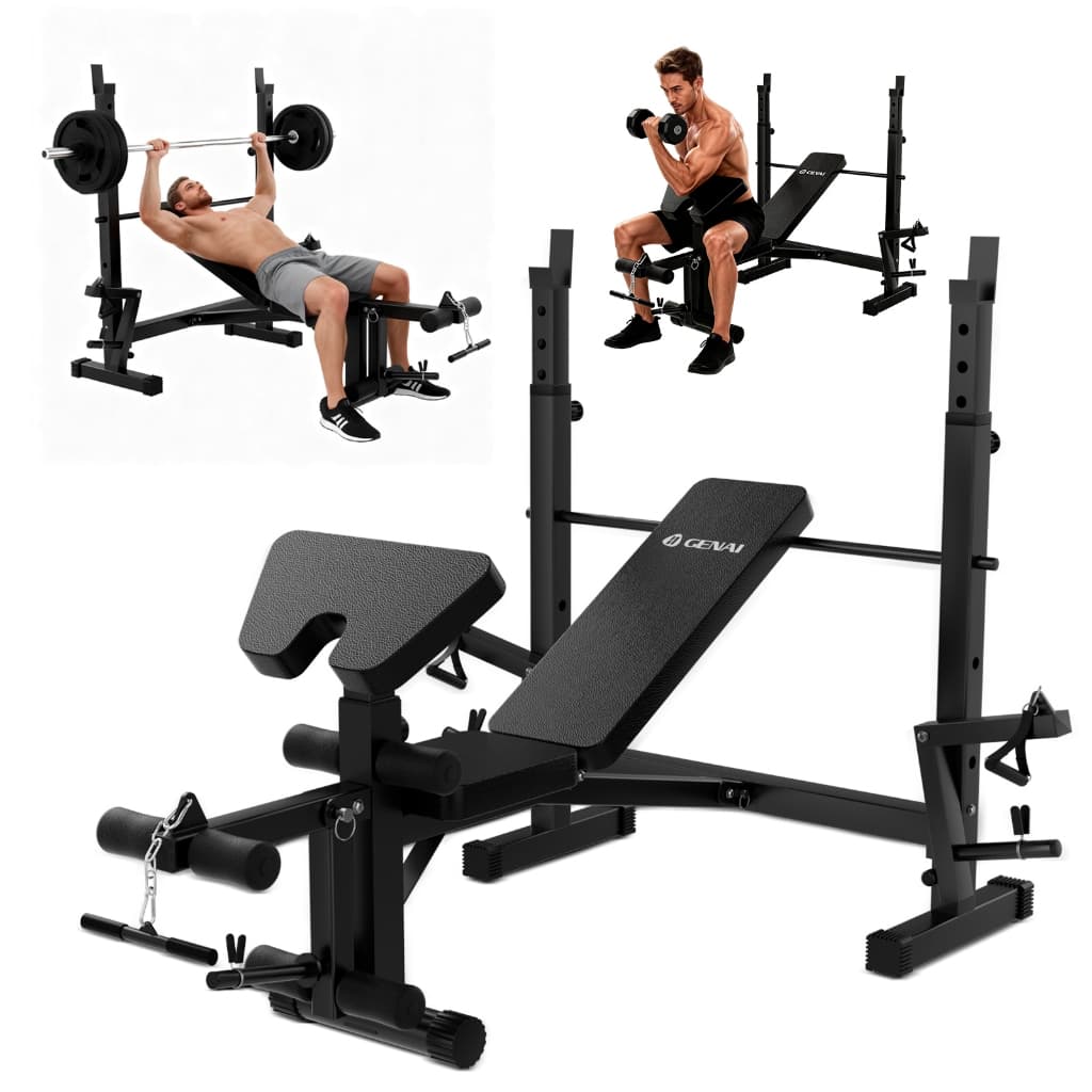 Banco de Musculação Multifuncional com Suporte para Barra | Treino Completo em Casa para Peito, Pernas e Braços