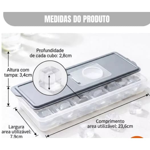 Forma de Gelo Silicone com Tampa Enche e Solta Fácil sem cheiro -Livre