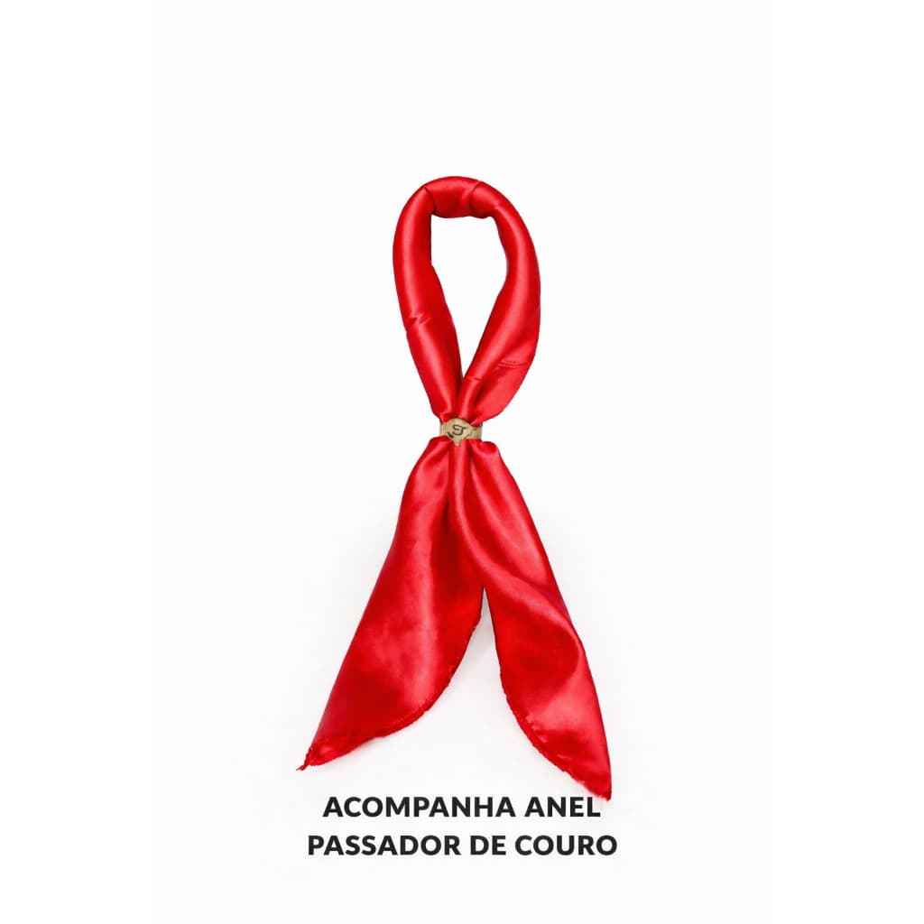 Lenço Infantil Gaúcho Cetim Vermelho Branco Tradicional 45cm