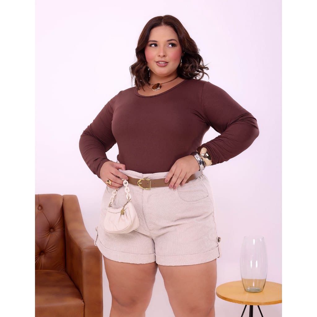 Blusa Feminina Plus Size Manga Longa Viscolycra Outono Inverno Confortável Elegante do G1 ao G3