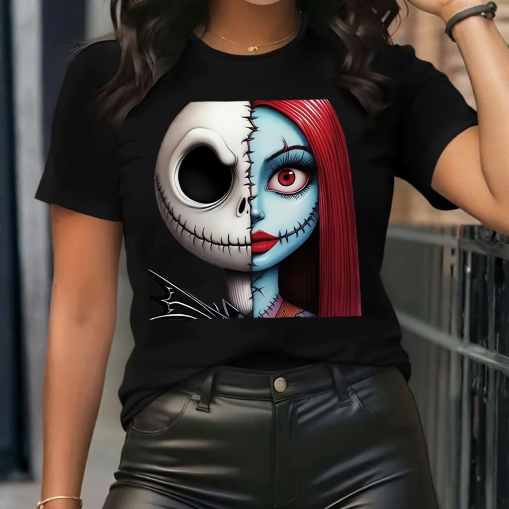 Camiseta Jack E Sally O Estranho Mundo De Jack Disney T-Shirt Algodão Premium
