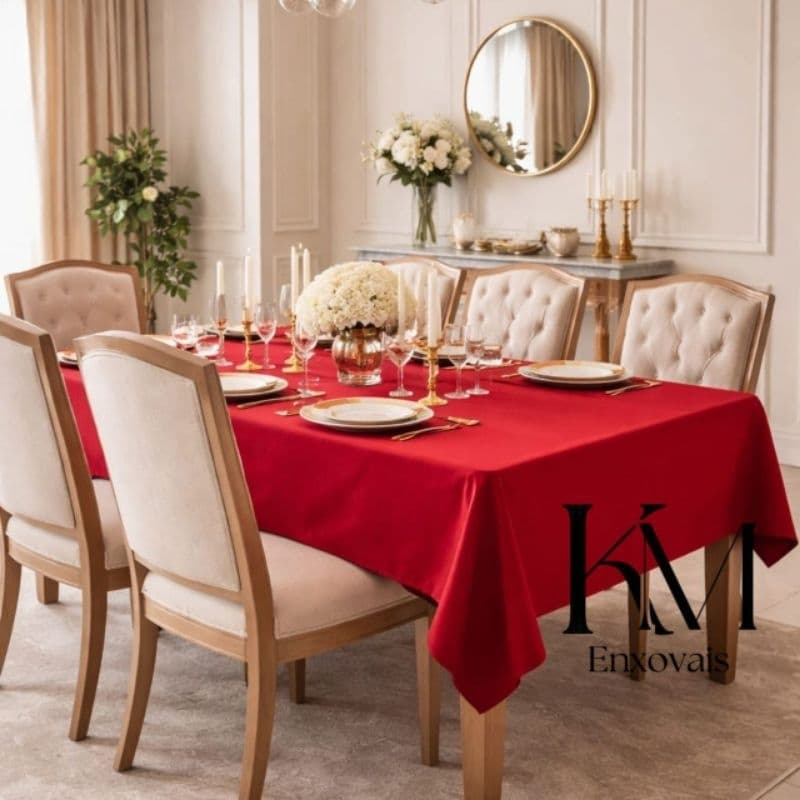 Toalha de mesa em Oxford de 4 e 6 lugares em lindas cores com acabamento em bainha