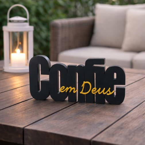 Letreiro Confie em Deus Enfeite para Sala e Quarto