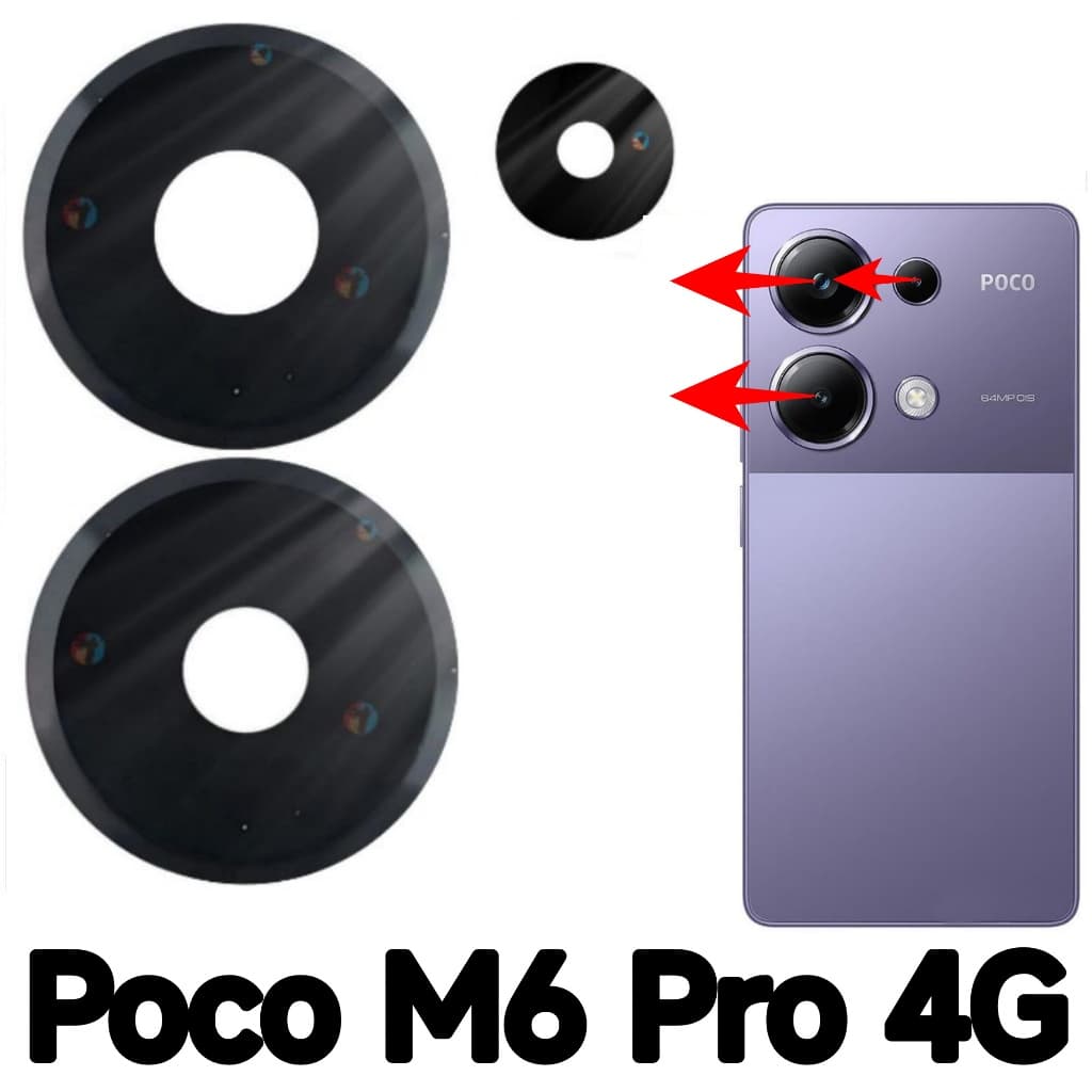 Lente da câmera Para Redmi Poco M6 Pro 4G Vidro traseiro da câmera Vidrinho