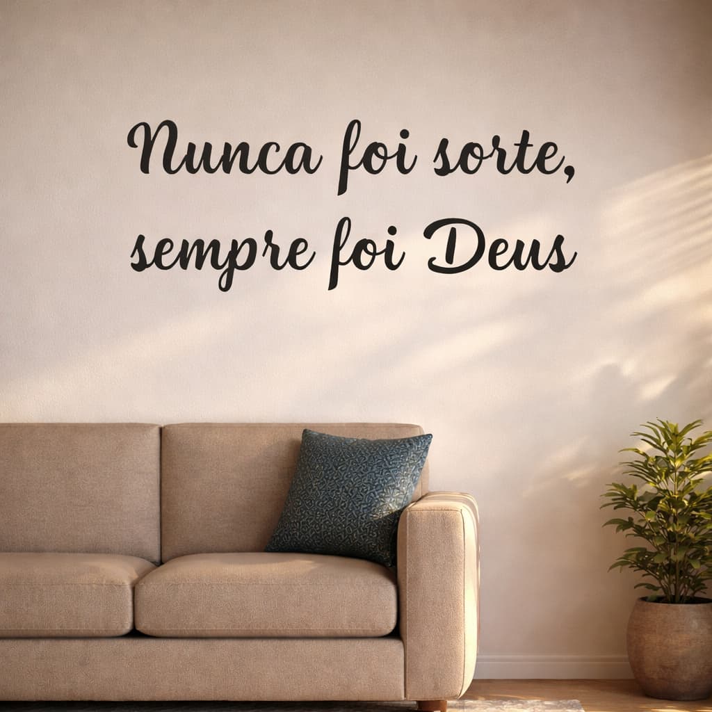 Quadro Frase Decorativo Religioso Nunca Foi Sorte Sempre Foi Deus para em MDF