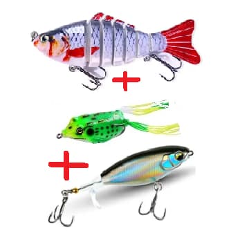 kit iscas artificiais - lambari articulado zara frog peixe rotativo lures