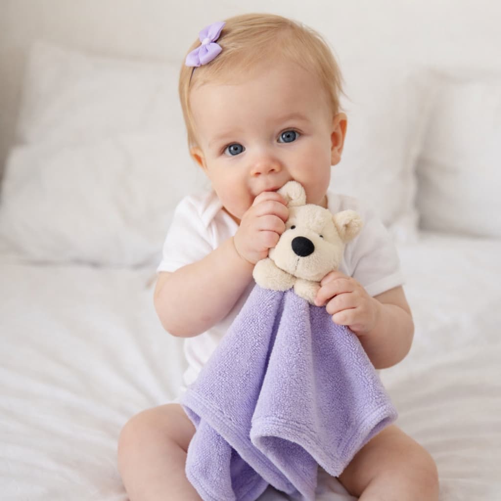 Naninha para Bebê Ursinho Pelúcia Antialérgico Tamanho 40 cm Cores Variadas Suporte Chupeta Ideal para Soneca do Bebê