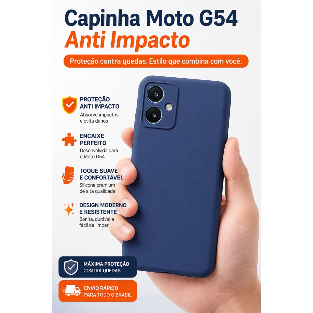 Capinha Moto G54 Anti Impacto Silicone – Proteção Contra Quedas, Encaixe Perfeito