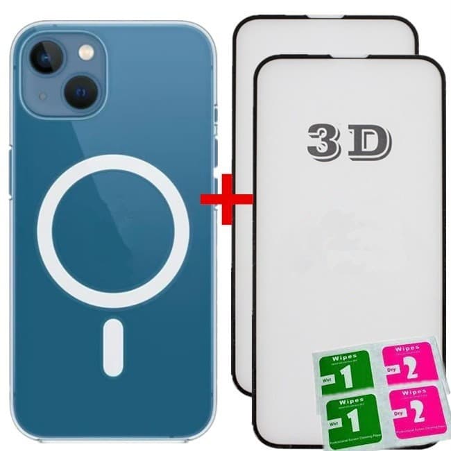 Capa magsafe Transparente Capa Magnética Para iPhone XR 11 12 13 14 15 com película Vidro 3D