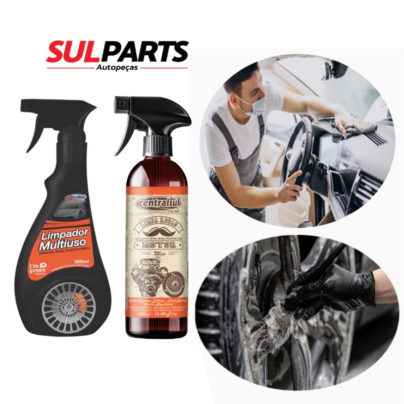 Kit limpador para rodas e motores + limpador multiuso
