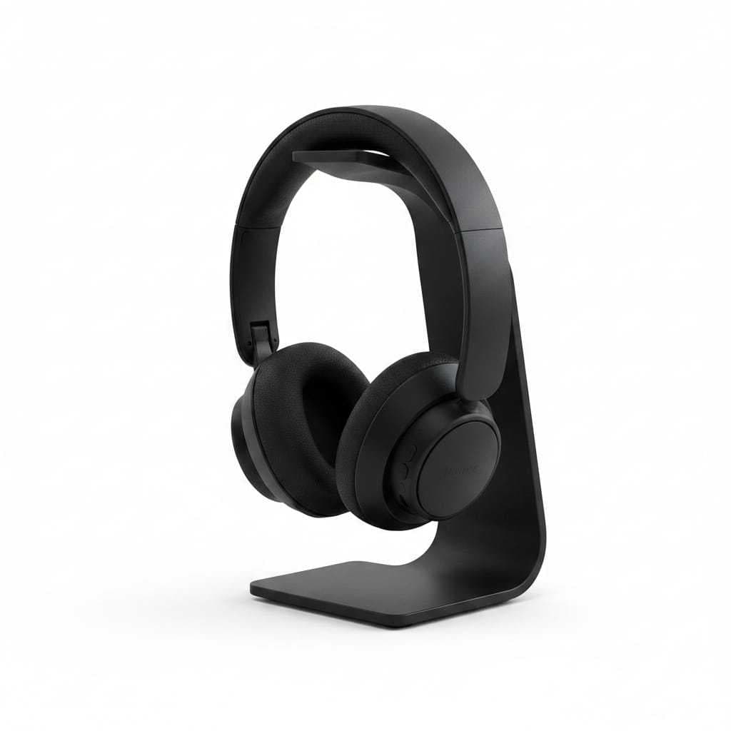 Suporte de mesa para fone de ouvido em acabamento preto fosco minimalista e moderno Headset
