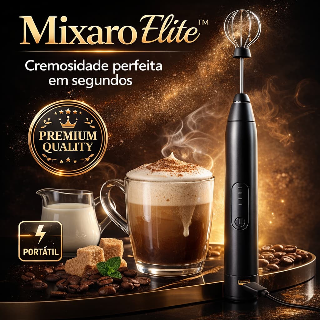 Mixaro Elite™ Mini Mixer Elétrico Portátil Recarregável USB Bivolt – Batedor de Leite, Café Cremoso, Whey e Shakes