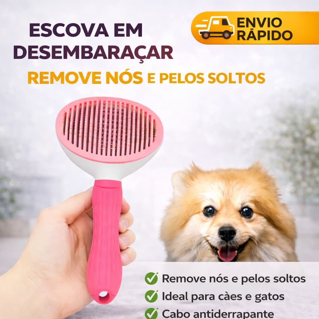 Escova Removedora Tira Pelos Pet Cães e Gatos Rasqueadeira Tira Pelos Mortos Animais