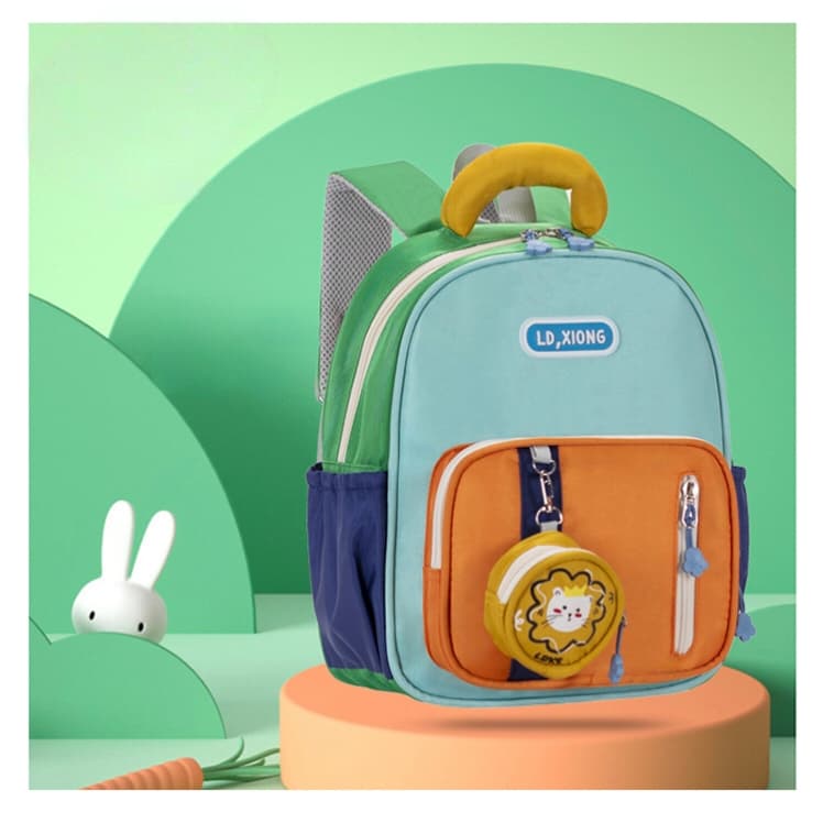 Mochila infantil colorido com bolso pendurar pra creche e passeio