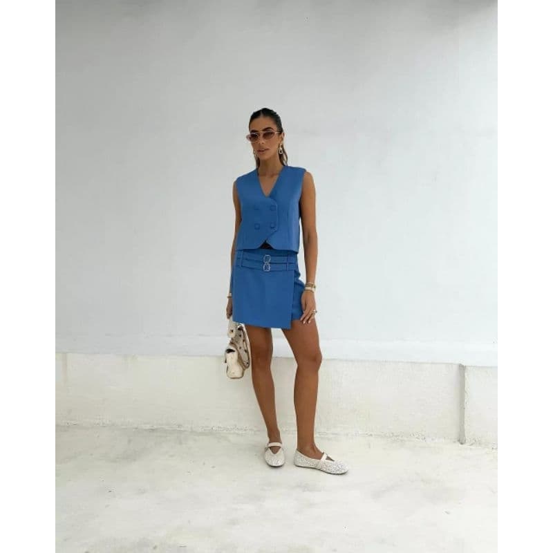 Short Saia Azul Celeste