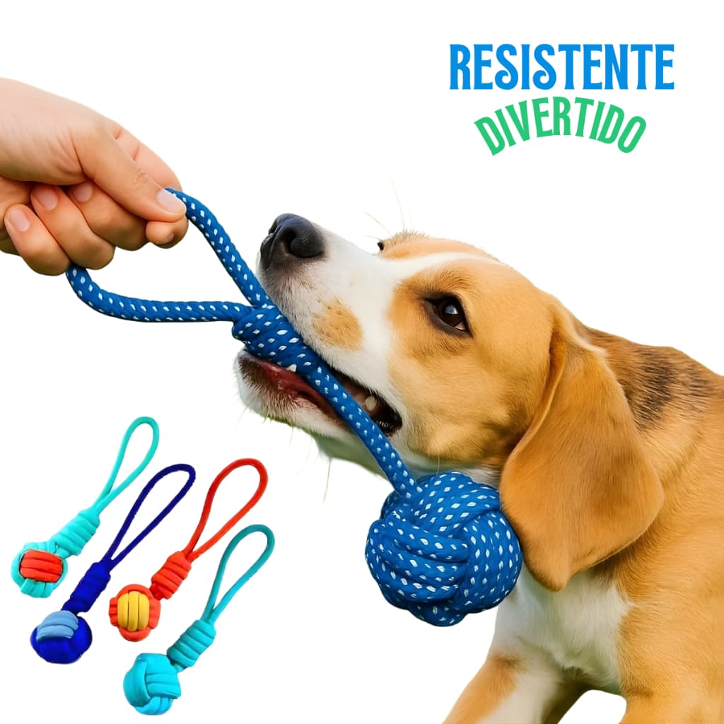 Brinquedo Interativo para Cachorro Pet Corda Mordedor Grande Cabo de Guerra Resistente Cores Neutras