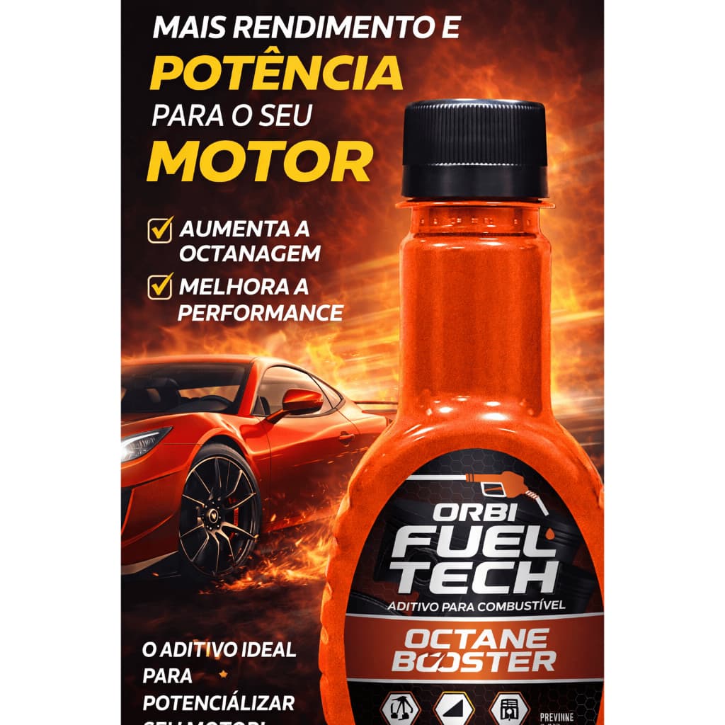 3 unidade Orbi Fuel Tech Octane Booster Aditivo Potencializador de Octanagem 200ml Alta Performance