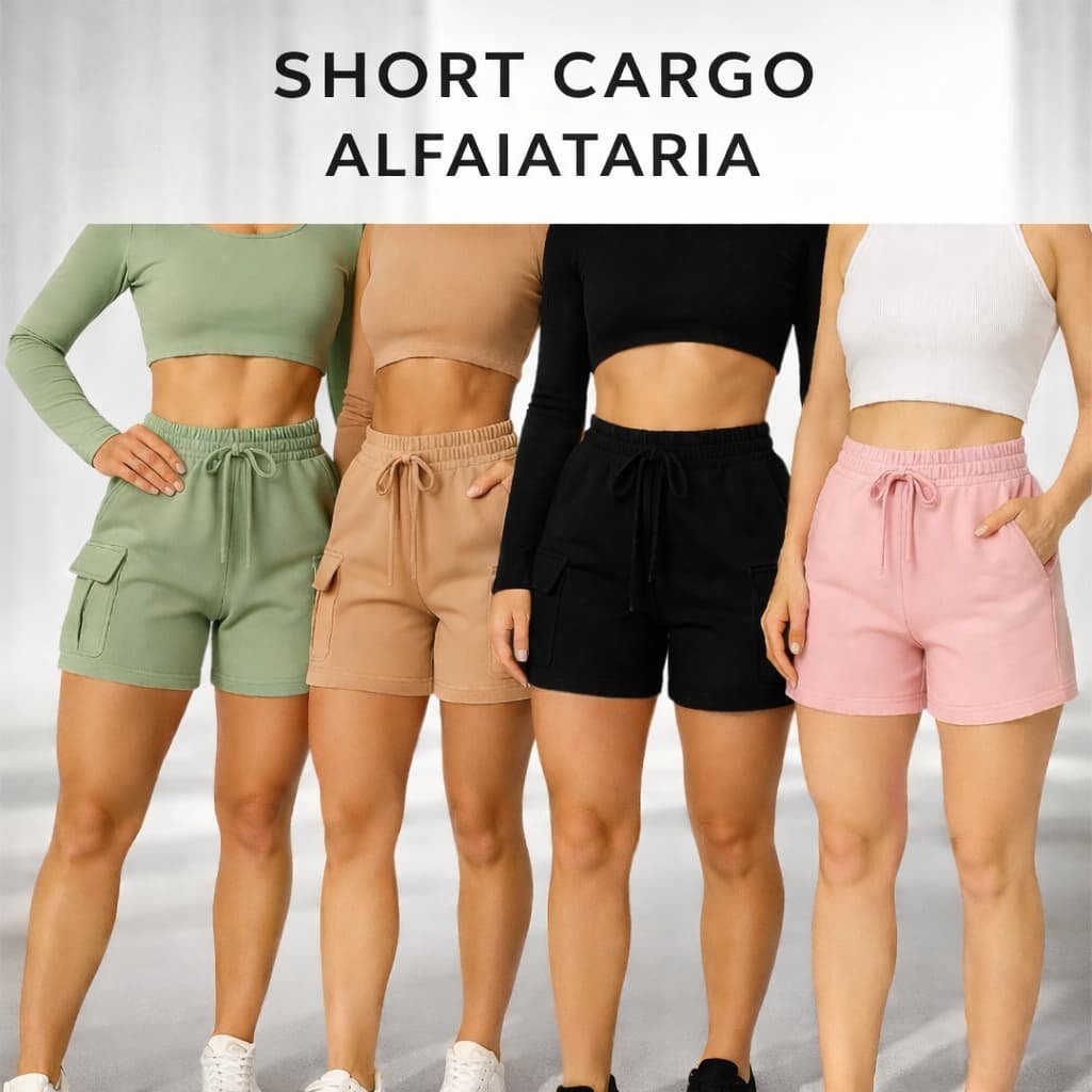 Shorts Feminino Alfaiataria Cargo Conforto e Estilo Casual  - PROMOÇÃO ENVIO IMEDIATO!!