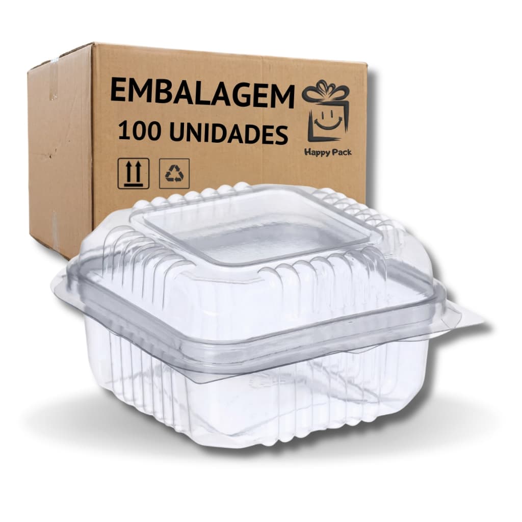 100 Embalagem Para Bolo 4 Brigadeiro Docinho Salgados Quadrada 200ml 10,3x10,3x6,1 4 Brigadeiro