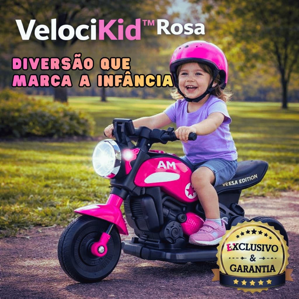 Mini Moto Elétrica Infantil Rosa com som luzes musicas Criança Passeio Diversão acende farol recarregável