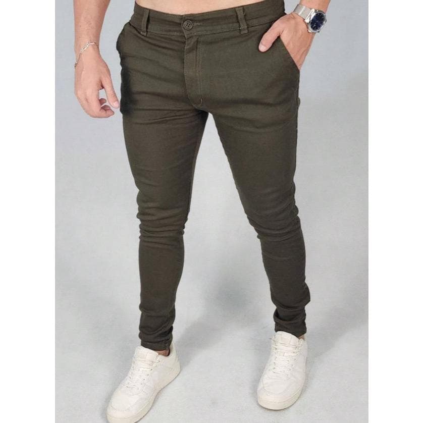 Calça Sarja Masculina Slim Fit P Com Elastano