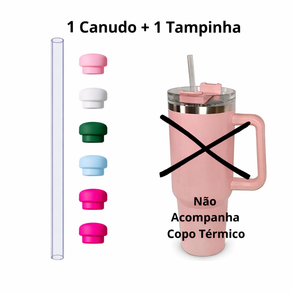 Canudo de Substituição + Tampa de Canudo Para Copo Térmico