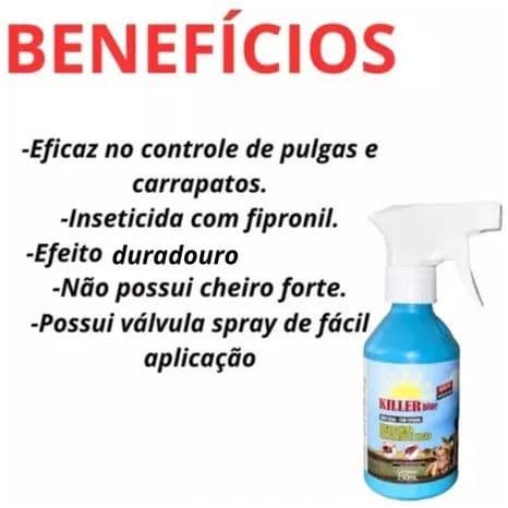 Remedio, Spray kIiller p Matar Carrapatos e Pulgas 250ml