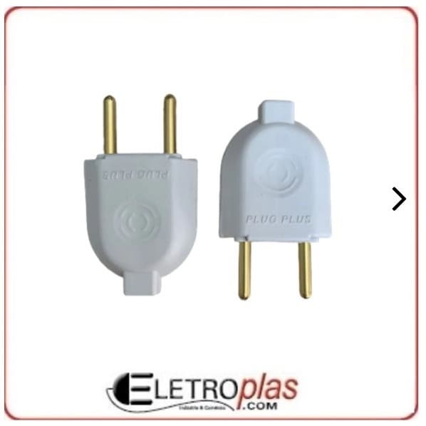 Plug Tomada Pino Macho Reto 2 Polos 10 Ampere BRANCO KIT C/ 50