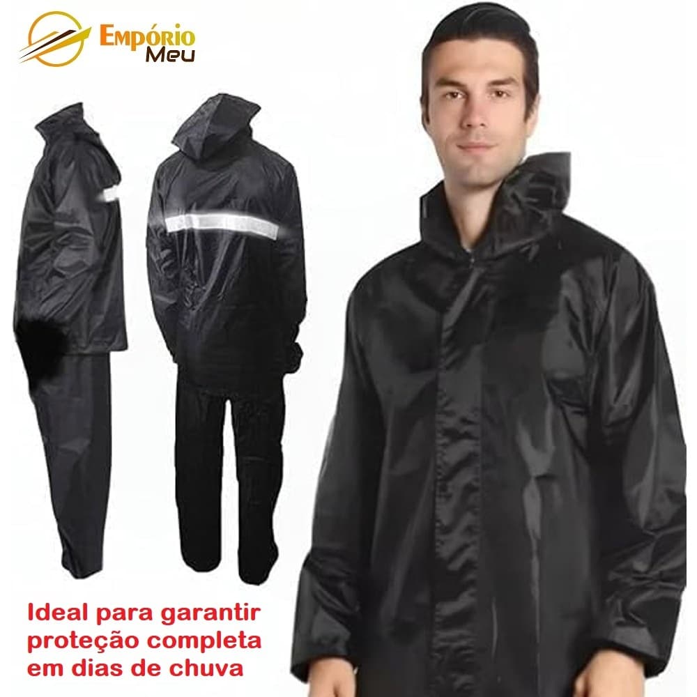 Capa Chuva Motoqueiro Impermeavel Com Capuz Refletivo Jaqueta Protecao Motociclista