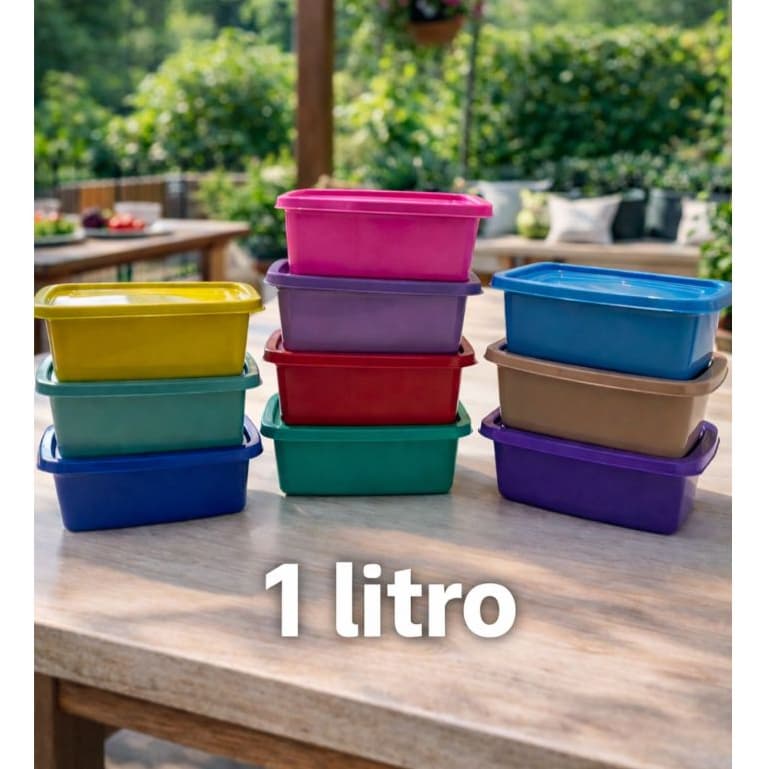 Kit Pote Marmitas 1 litro Reutilizável Alimentos Livre de BPA organiza congelador