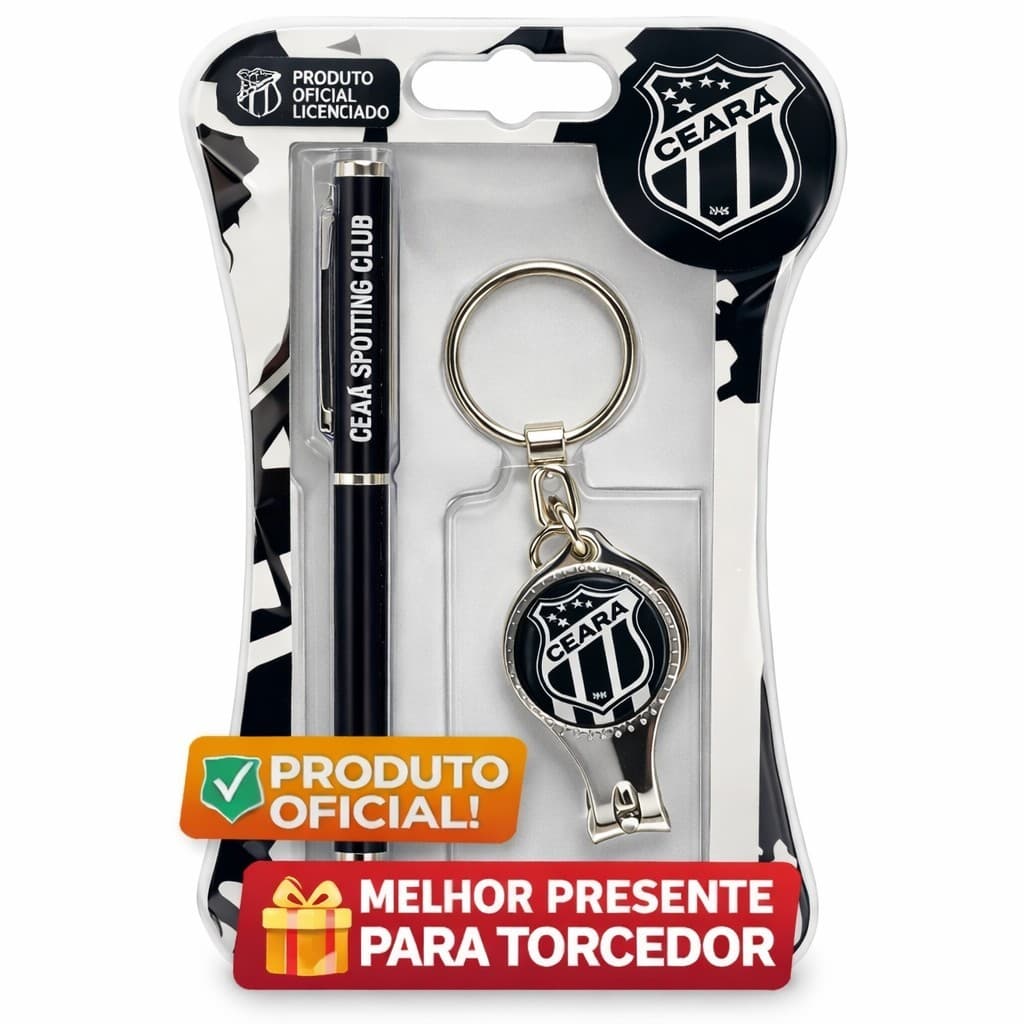 Kit Caneta e Chaveiro Cortador Metal Oficial  do Ceará – Presente Perfeito para Torcedor Vozão