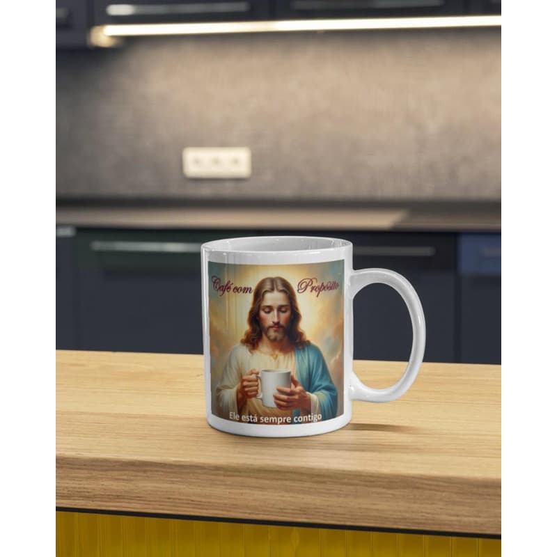 Caneca Cristã Jesus Café com Propósito Presente Religioso Católico com Mensagem