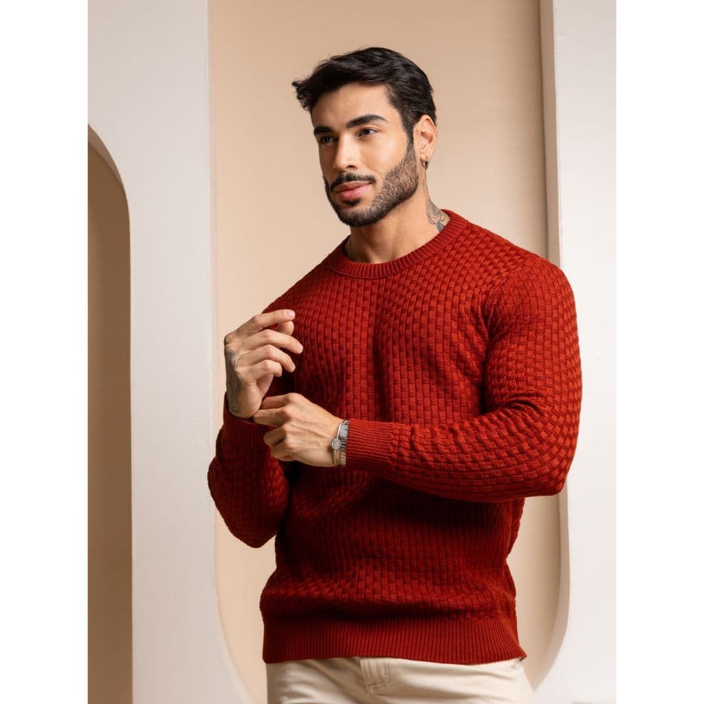 SUETER TRICOT TRAMA ELEGANTE GOLA CARECA INVERNO 26