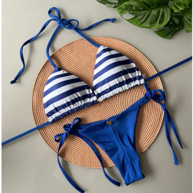 Biquíni Feminino Marinheiro Azul Tecido Premium Empina BumBum Conforto e Estilo