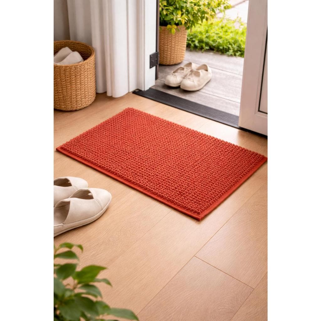 Tapete Antiderrapante 38cmx58cm Macarrão Bolinha Chão Banheiro Poliéster Confortável Microfibra
