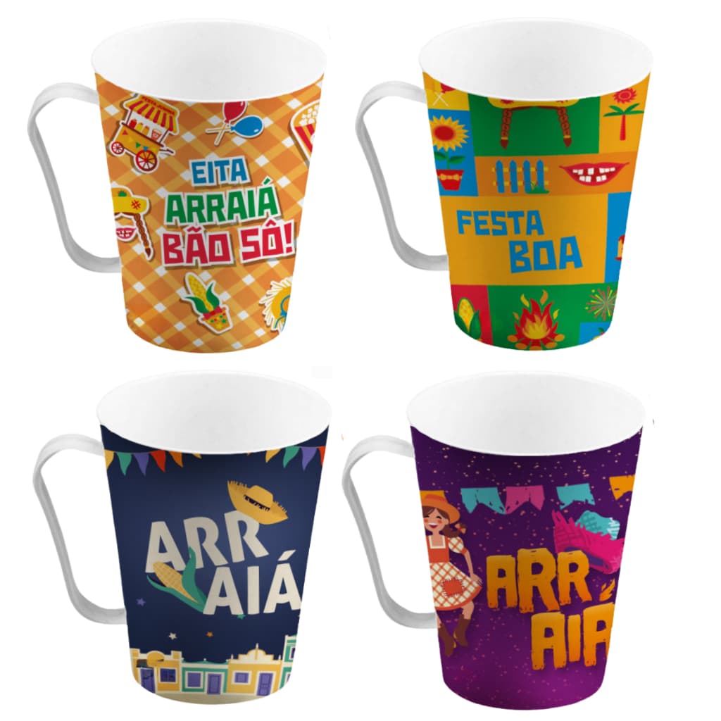 Kit 12 Canecas São João Sortidas Festa Junina Presente Lembrancinha