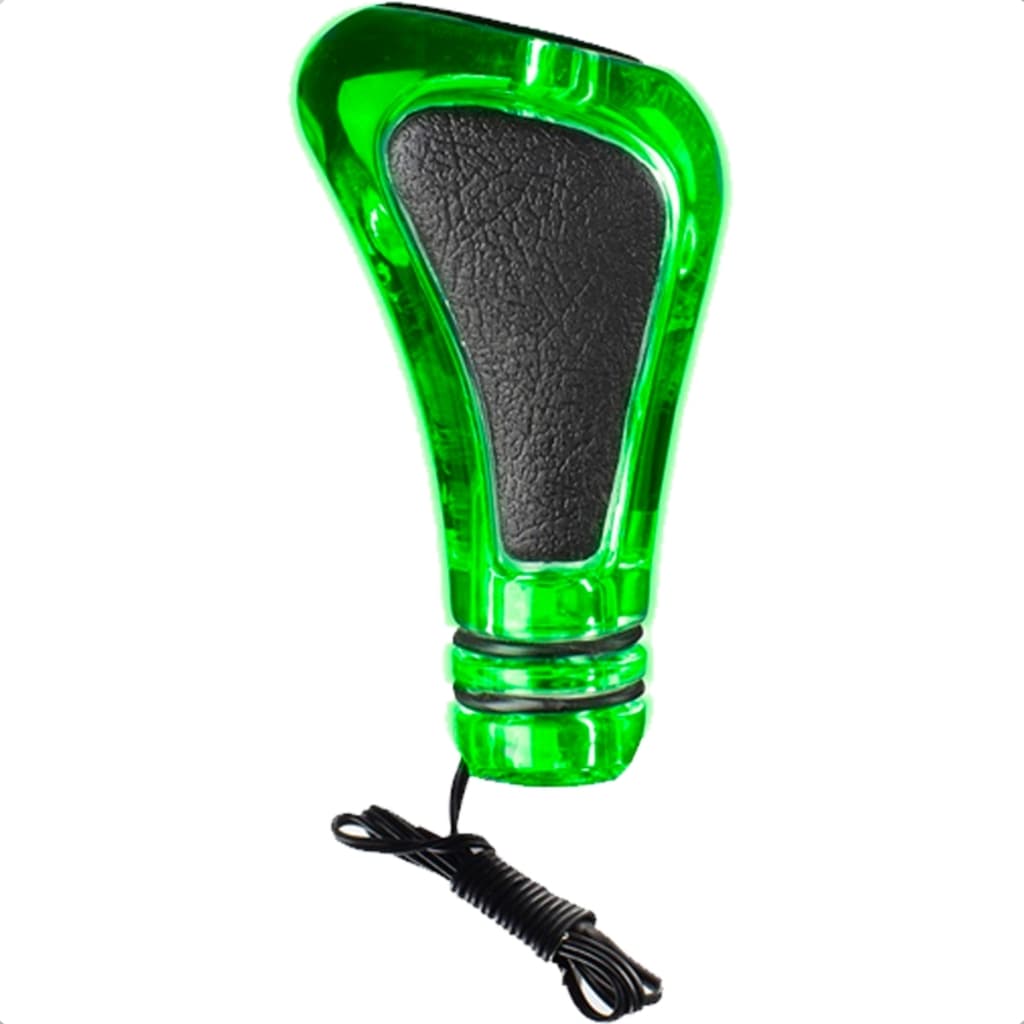 Bola Manopla Câmbio 5 marchas Ré Frente Esquerda Transparente com Led na cor Verde